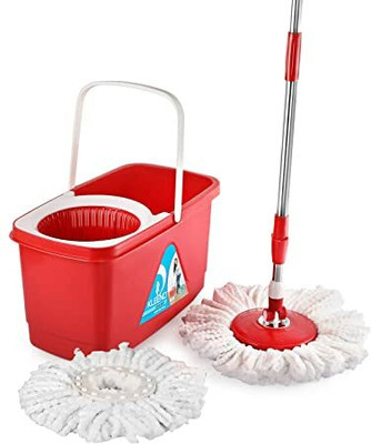 cello Kleeno Easy Clean 360 Degree Spin Mop with Refill Mop Set(Red)
