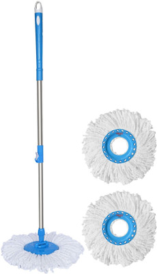 VAULT BHARAT Spin Mop Stick Rod Only | Floor Clean Stick with 3 refill | Extendable Handle Mop Rod(Blue)