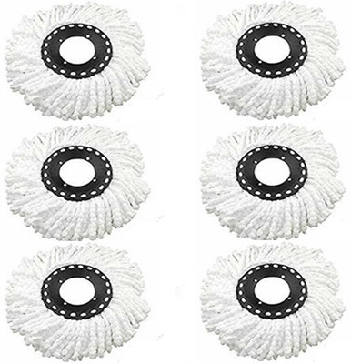 CREZON Microfiber Replacement Head Refill for Rotating Spin Magic Mop (White)-Pack of 6 Mop Head(White)