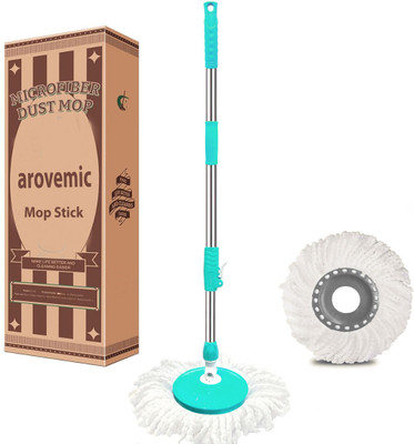 arovemic Spin Mop Extendable Handle/Stick Rod with Microfiber Refill String Mop(Multicolor)
