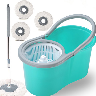 V-MOP Premium Classic Spin Bucket Mops with 3 Super Microfiber Refills Wet & Dry Mop(Multicolor)