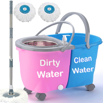 THUNDER FIT START FRESH Premium Double Jumbo Floor Cleaning Bucket Mop Set with 4 Wheels -W34 Wet & Dry Mop(Multicolor)