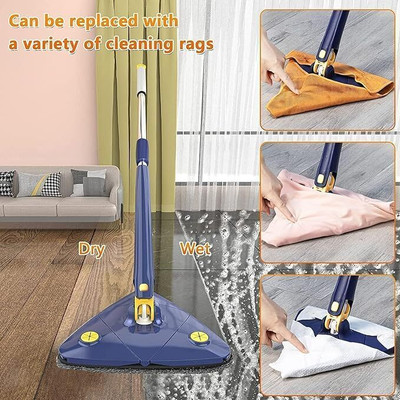Crilev 360 Degree Rotatable Multifunctional Triangle Fan mop Adjustable Microfiber Mop Dust Mop(Multicolor)
