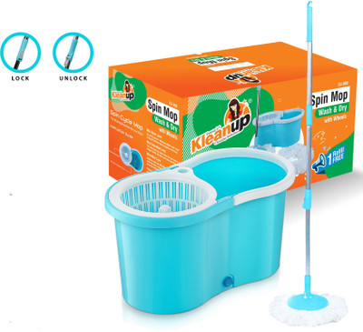 Pranay's Kleanup New Spin Mop 900 With 1 Refill Mop Set(Green 1.19 m)