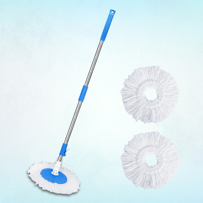 Easy Shine ® 360 Degree Spin Mop Stick Mop Rod Stick With 2 Refill, Double Lock System Mop Mop Rod(Blue)