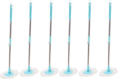 Pranay's Kleanup Ultimate 6 Spin Mop-Rod Set|Wet-Dry Cleaning Mop|Mops Pocha 6 Microfiber Refill Mop Rod(Blue 1.19 m)