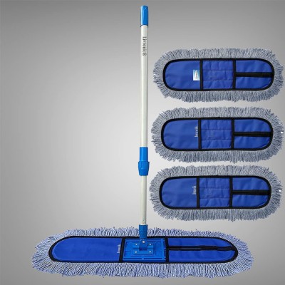 Inuvik Cotton pad Floor/Dust Mop | Wet and Dry mop Rod (24 INCH MOP with 3 Refill) Wet & Dry Mop(Blue)