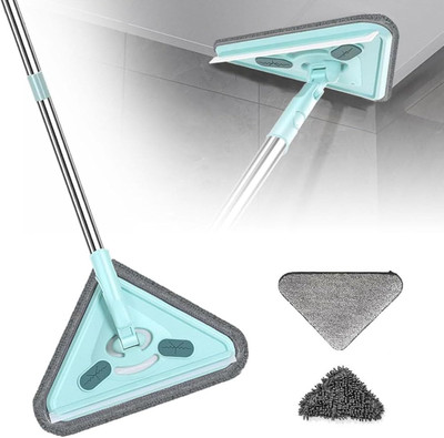 Vishbin 3 in 1 Wet & Dry Mop Adjustable Long Handle 360 Rotatable Triangle Mop Set(Multicolor 1.3 m)