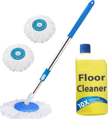 THUNDER FIT START FRESH Classic Spin Bucket Mop Stick Rod Set -Easy to fit for All Bucket Mops-08 String Mop(Blue)