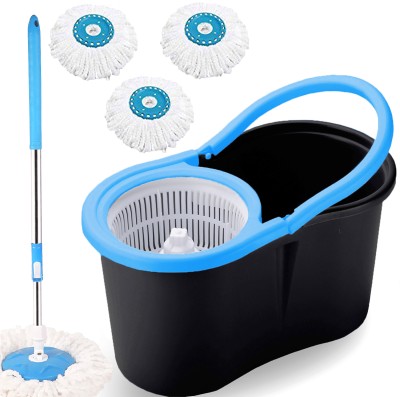 V-MOP Classic Magic Dry Bucket Mop - 360 Degree Self Spin Wringing With 3 Refills Mop Set