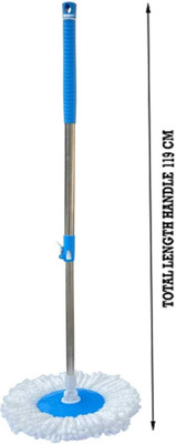 Royalstyle Floor Cleaner Mop Stick Rod Stainless Steel Mop Handle with 1 Microfiber Head Mop Head and Rod(Blue 1.27 m)