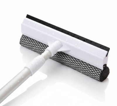 MS Diamond Window Glass & Net Cleaner 2in1 Mesh Cleaning Brush & Wiper with Telescopic Pole Sponge Mop(Black, White)