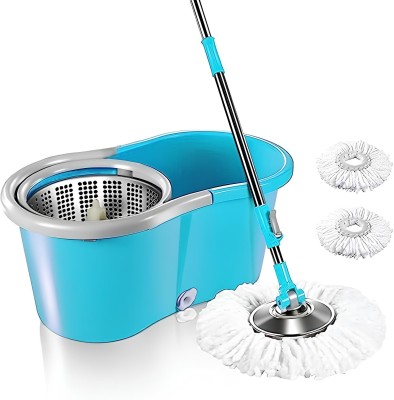 SM Enterprises Bucket Quick Spin Mop with 2 Microfiber Wet Dry Mophead Floor Cleaning Pocha Mop Set(Multicolor)