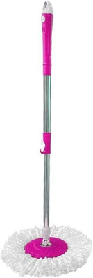 AMOBO WPR Floor Cleaning MOP Stick With Microfiber Refill, Standing Magic Pocha Mop Rod(Pink, White 1 m)
