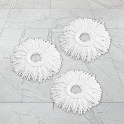 Chakaachak Chakaachak Spin Mop Microfiber Refill Pack of 3 Refill(White)