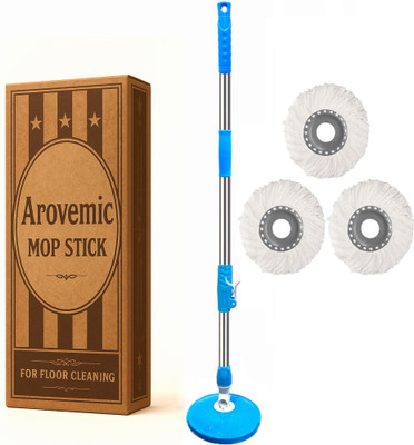arovemic 360° Spin Mop Stick | Durable Steel Rod Handle with Lock System String Mop(Blue)