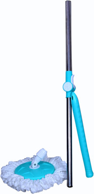 hr enterprises Spin Mop Stainless Steel Stick Rod with 1 Microfiber Refill Magic Pocha (RD_26) Wet & Dry Mop(Blue)