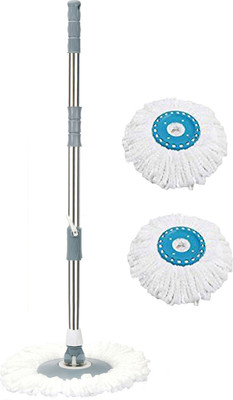 V-MOP Premium Grey Mop Stick-Best Rod Set With 2 Refills String Mop(Multicolor)