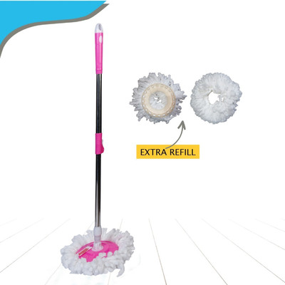 DUSTER Spin mop charkhi set with refill Mop Set(Pink 6 m)