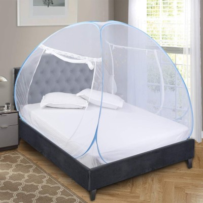 PrettyKrafts Nylon Adults Washable Pop-up Mosquito net Single Bed,L48 x W78 x H57 Double Door Zip Mosquito Net(Multicolor, Bed Box)