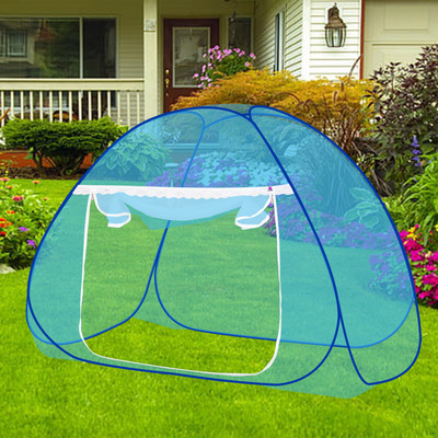 SILVER SHINE Polyester Adults Washable Foldable Polyester Multi Color Washable Single Bed Mosquito Net Mosquito Net(Skyblue, Tent)