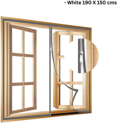 TurtleGrip Fibre Adults Washable 120 GSM Zipper Windows Mosquito Net(WHITE190X150cms, Frame Hung)