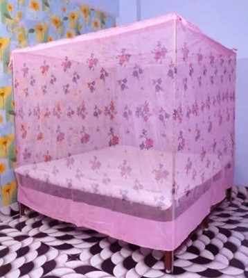 Mehon Craft Mosquito Net for double Bed Machardani PGON Polycotton Net (Size 6x7-feet) Cotton Washable Adults Mosquito Net(Light Pink, Bed Box)
