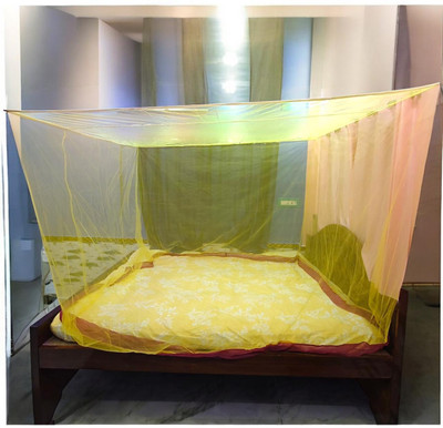 ASTEXTILE Polyester Adults Washable Single Bed Mosquito Net pack of 1 Bed Boxt_15Yellow Mosquito Net(Yellow, Bed Box)