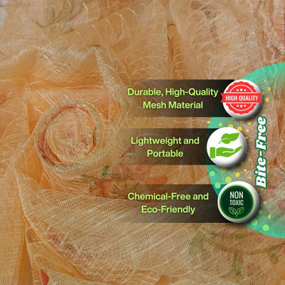 SBE HDPE - High Density Poly Ethylene Adults Washable Flower-Print Orange (6x7) Mosquito Net(Orange, Bed Box)