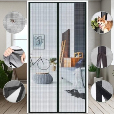 Aditya Polyester Adults Washable Auto-Closing Magnetic Door Mosquito Net_a192 Mosquito Net(Black, Frame Hung)