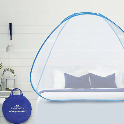 Monarika HDPE - High Density Poly Ethylene Adults Washable Polyester SDG001 HEAVY QUALITY Single Bed FOLDABLE Mosquito Net(White, Blue, Tent)