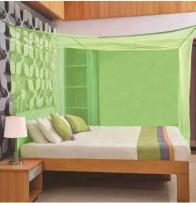 SARA Light Green Plain Design Soft Mosquito Net (Machchardani) Double Bed size HDPE - High Density Poly Ethylene Washable Adults Mosquito Net(Light Green, Bed Box)