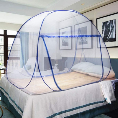 RUGLYNN Polyester Adults Washable Premium Net Flexible for All Size Bed Masara Insect Free Version Mosquito Net(White, Tent)
