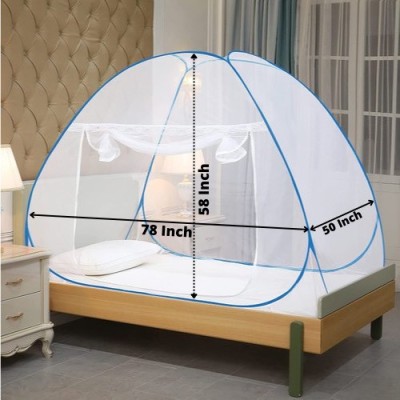 Angan fashion hub Polyester Adults Washable Mosquito Net Tent (6 x 4 ft) SINGLE BED Polyester Cotton Fordable Mosquito Net Mosquito Net(White, Tent)