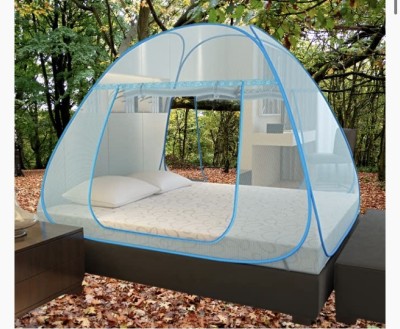 NR Enterprises Nylon Adults Washable mosquito net tent double bed , light blue 0994 Mosquito Net(Light Blue, Tent)