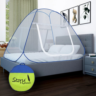 Story@home Polyester Adults Washable Mosquito Net Mosquito Net(Blue, Tent)