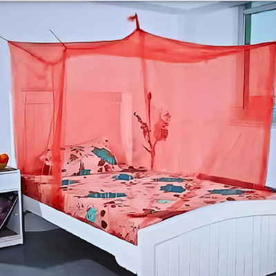 SS ENTERPRISE HDPE - High Density Poly Ethylene Adults Washable Red Color Single Bed ( 4 by 6 feet ) Mosquito Net(Red, Bed Box)