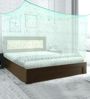 NEEDIT Cotton Adults Washable DOUBLE BED MOSQUITO NET Mosquito Net(Green, Bed Box)