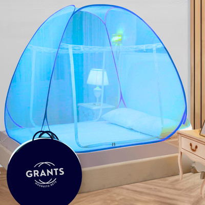 Grants Polyester Adults Washable Double bed 6x6 6.5x6.5 ft Mosquito Net(SkyBlue, Tent)