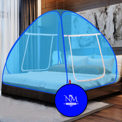 SILVER SHINE Polyester Adults Washable Polyester Adults Washable Polyester Double Bed with double side zip Mosquito Net(SKYBLUE, Tent)