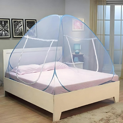 geutejj HDPE - High Density Poly Ethylene Adults Washable Mosquito Net for Double Bed | Foldable Machardani for King Size Bed Mosquito Net(White, Blue, Tent)