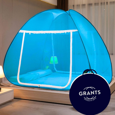 Grants Polyester Adults Washable Polyester Mosquito Net For Double Bed with Free Saviours Mosquito Net Mosquito Net(SkyBlue, Tent)