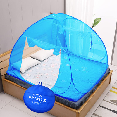 Grants Polyester Adults Washable Double Bed ,King Size Foldable Machardani Tent Polyester, 6x6,6.5x6.5 and 7x7 ft Mosquito Net(Sky Blue, Tent)