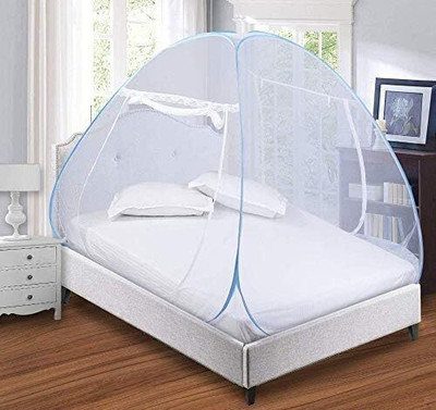 netbed Polyester Adults Washable Double Bed Washable Mosquito Net (Macchar Dani) Pack Of 1 Mosquito Net(Blue, Tent)