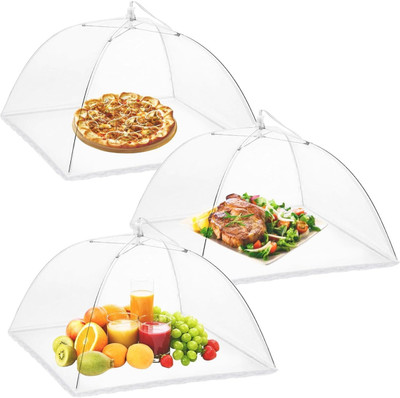 KSHMANIDHAYE 3pcs Food Covers for Outside Mesh Pop Up Fine Fly Net for Fruit Polyester Washable Infants Mosquito Net(White, Tent)