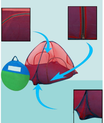 Rsmosquito Polyester Adults Washable Foldable mosquito net_A1 Mosquito Net(Red, Bed Box)