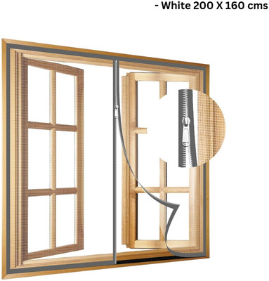 TurtleGrip Fibre Adults Washable 120 GSM Zipper Windows Mosquito Net(WHITE200X160cms, Frame Hung)