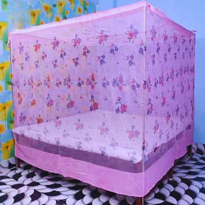 RN ENTERPRISE Polyester Adults Washable Polycotton Pyaragon Net (Size 6x7-ft) Mosquito Net(Light Pink, Bed Box)