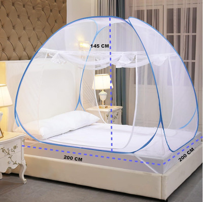 agunique Polyester Adults Washable Double Bed for King Size Polyester Washable Infants Mosquito Net(White, Blue, Tent)