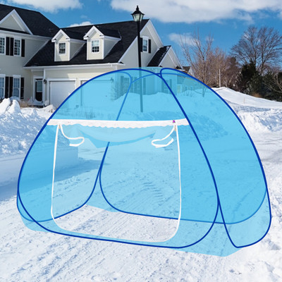 SILVER SHINE Polyester Adults Washable Foldable Polyester Multi Color Washable Single Bed Mosquito Net Mosquito Net(Skyblue, Tent)
